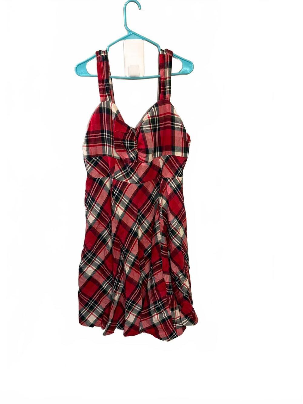 ModCloth Red Plaid Fit & Flare Dress Size 2X
